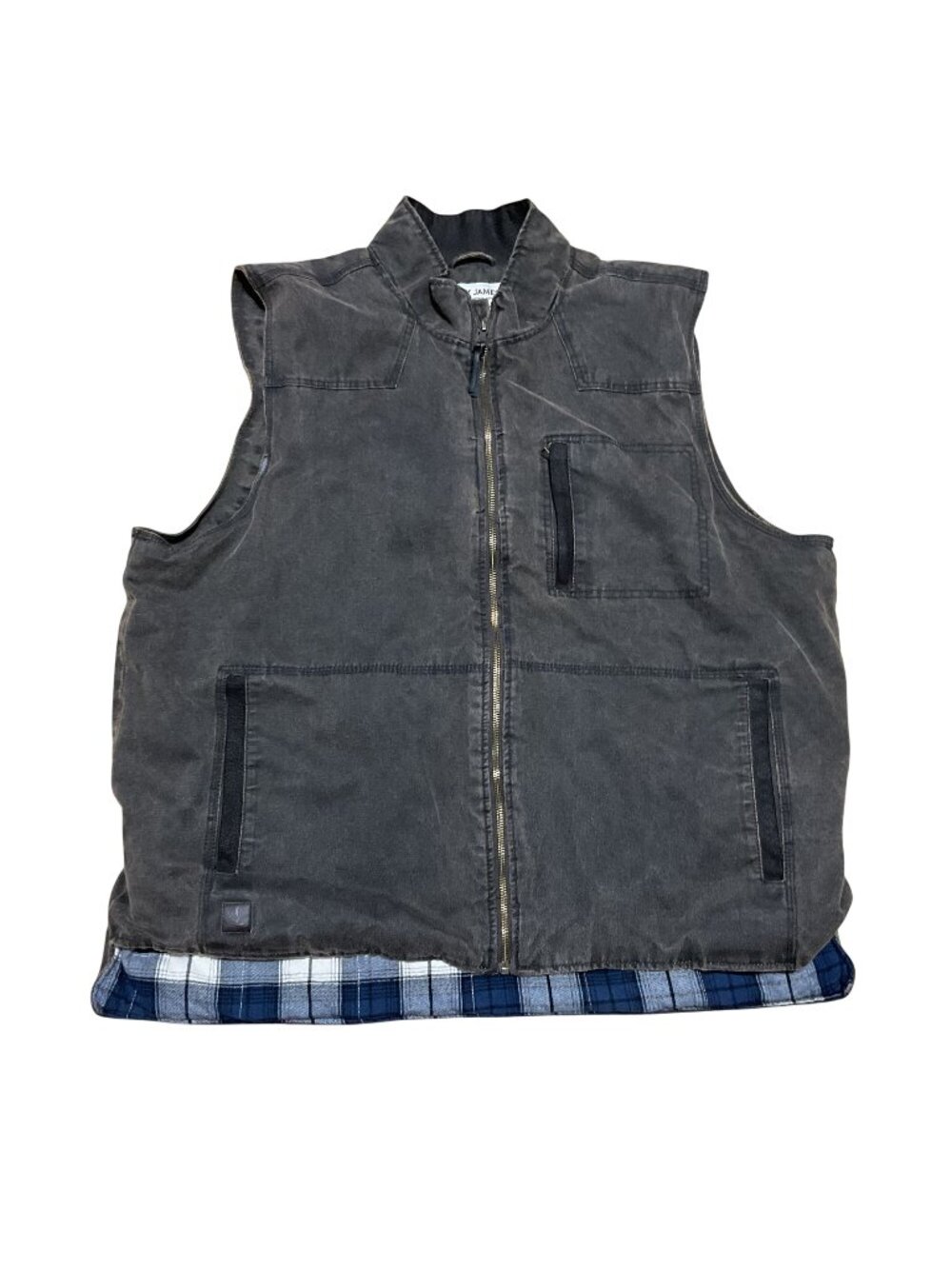 Cody James Stone Washed Canvas Vest Sz 2XL Gray Western Flannel Lined Mens